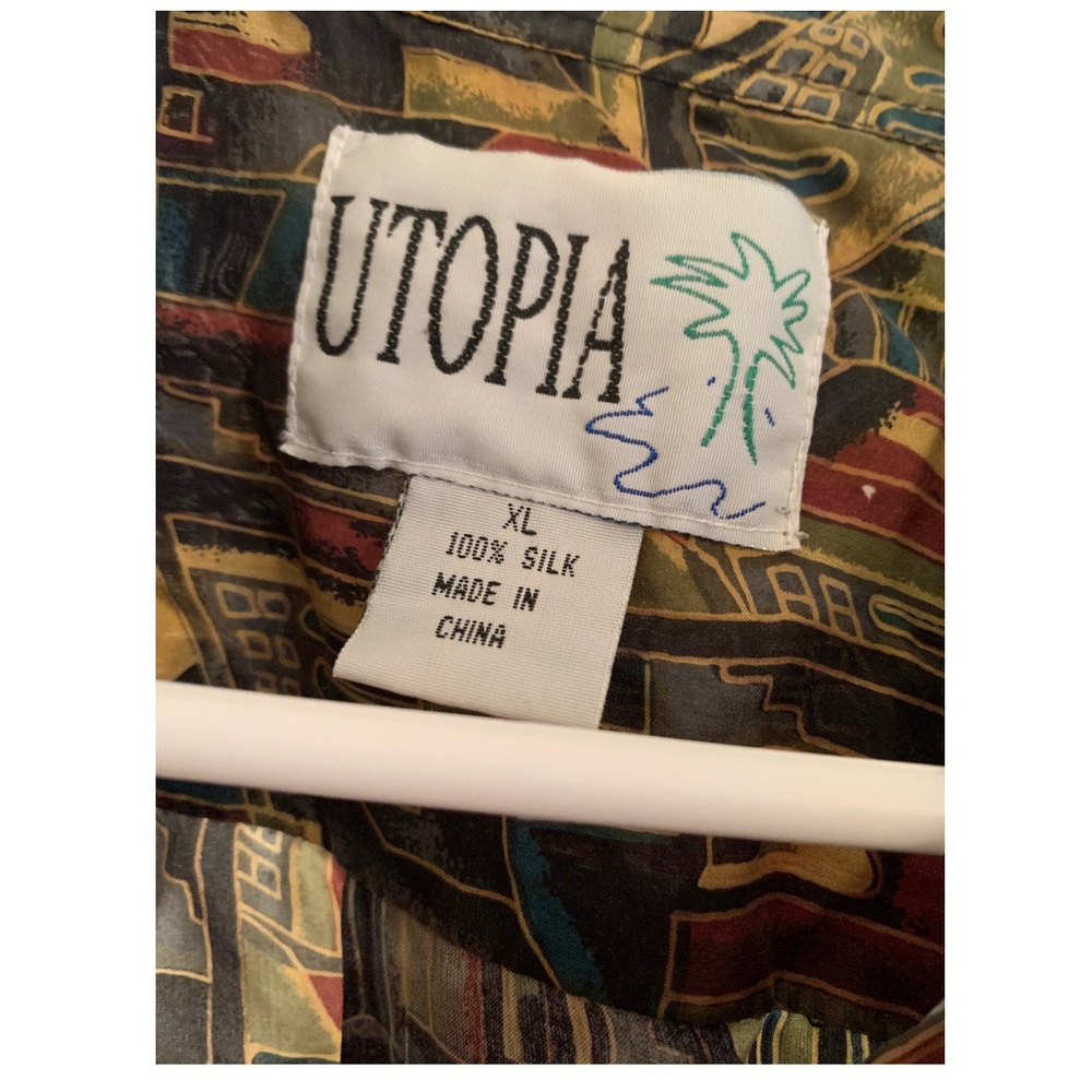 VINTAGE UTOPIA men’s Silk button down sz XL - Picture 2 of 3